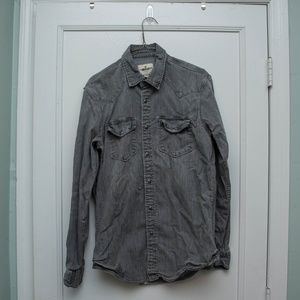 Grey Denim Pearl Snap Western Shirt
